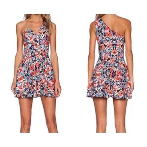 NBD x Naven Twins Flower Child Multicolor One Shoulder Mini Dress Size Medium